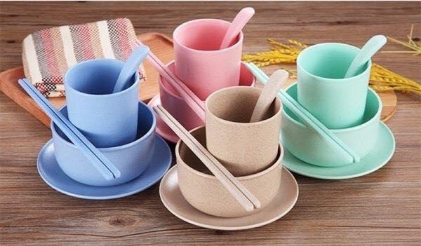 Bộ 6 Món Ly Chén Muỗng Nĩa Dĩa Đũa Lúa Mạch An Toàn