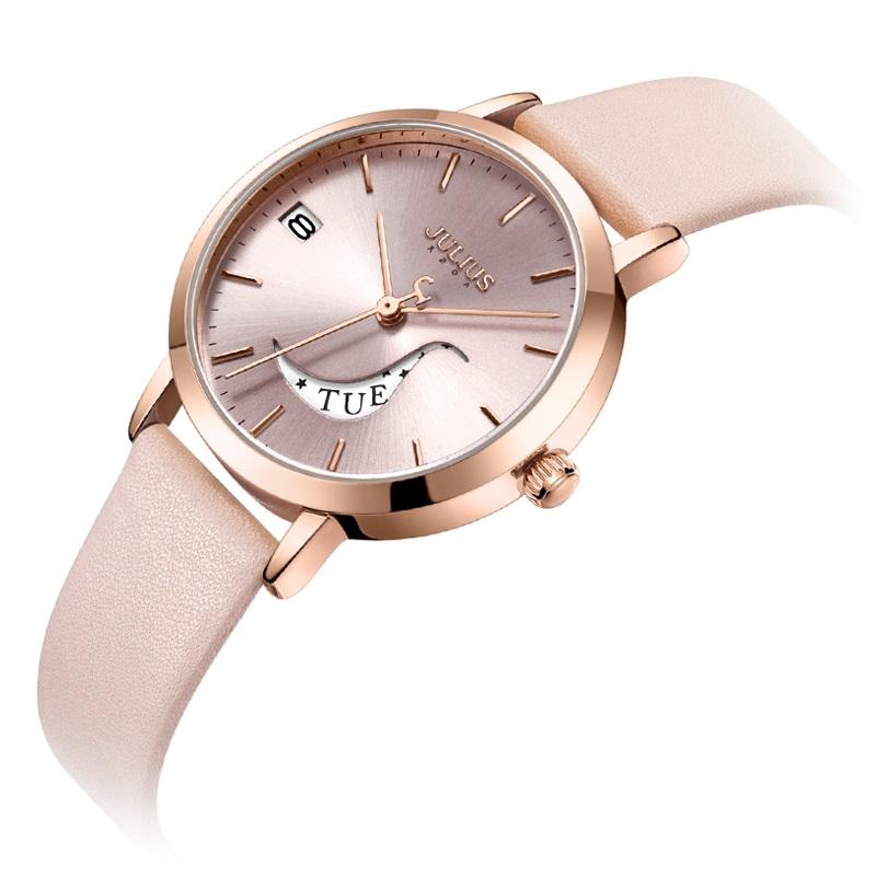 Đồng Hồ Nữ Julius Hàn Quốc Dây Da JA-1076 (Hồng)