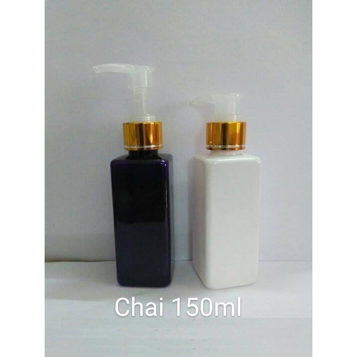 Chai pet nhựa vuông đầu bơm 150ml (MV12)