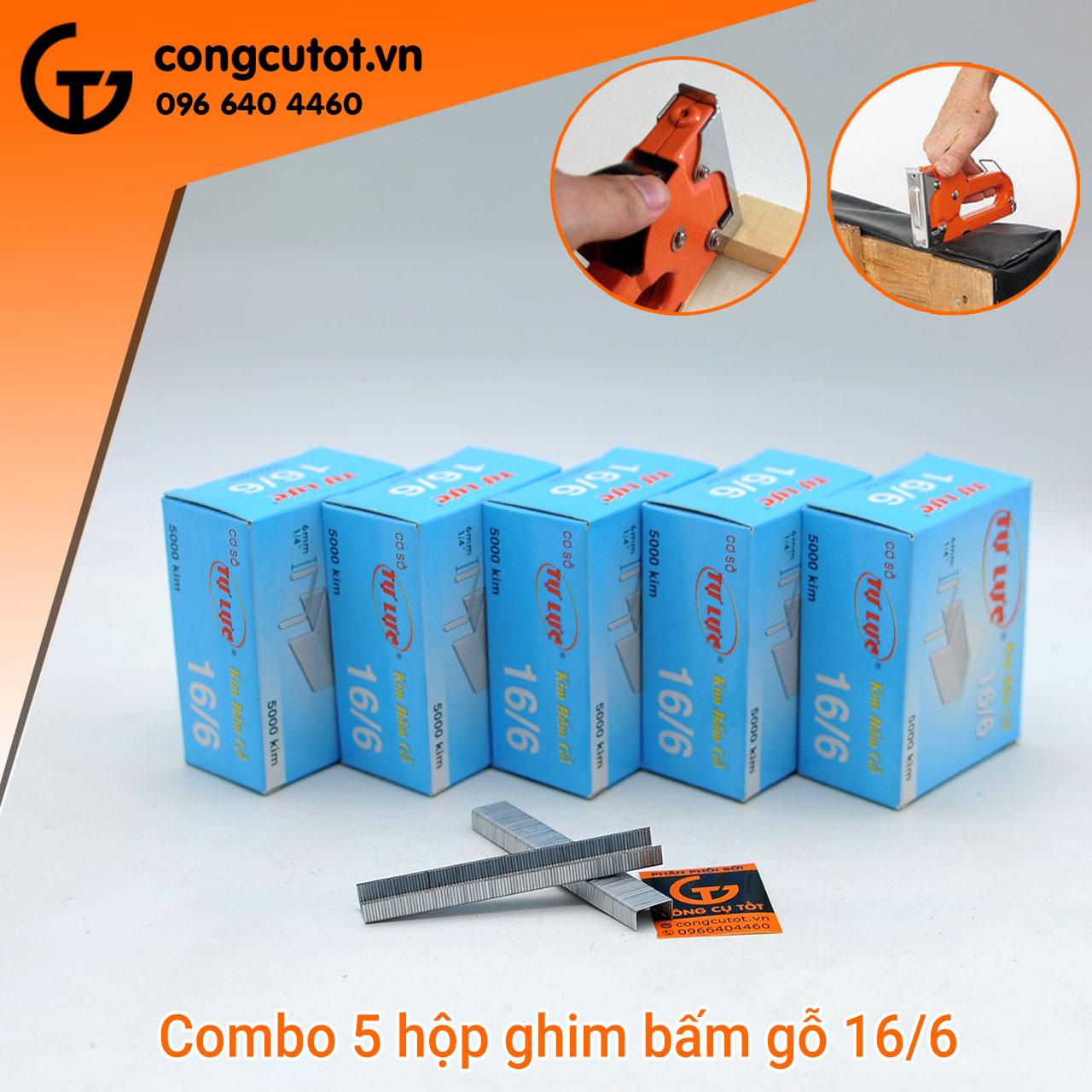 Combo 5 hộp ghim bấm gỗ tự lực 16/6