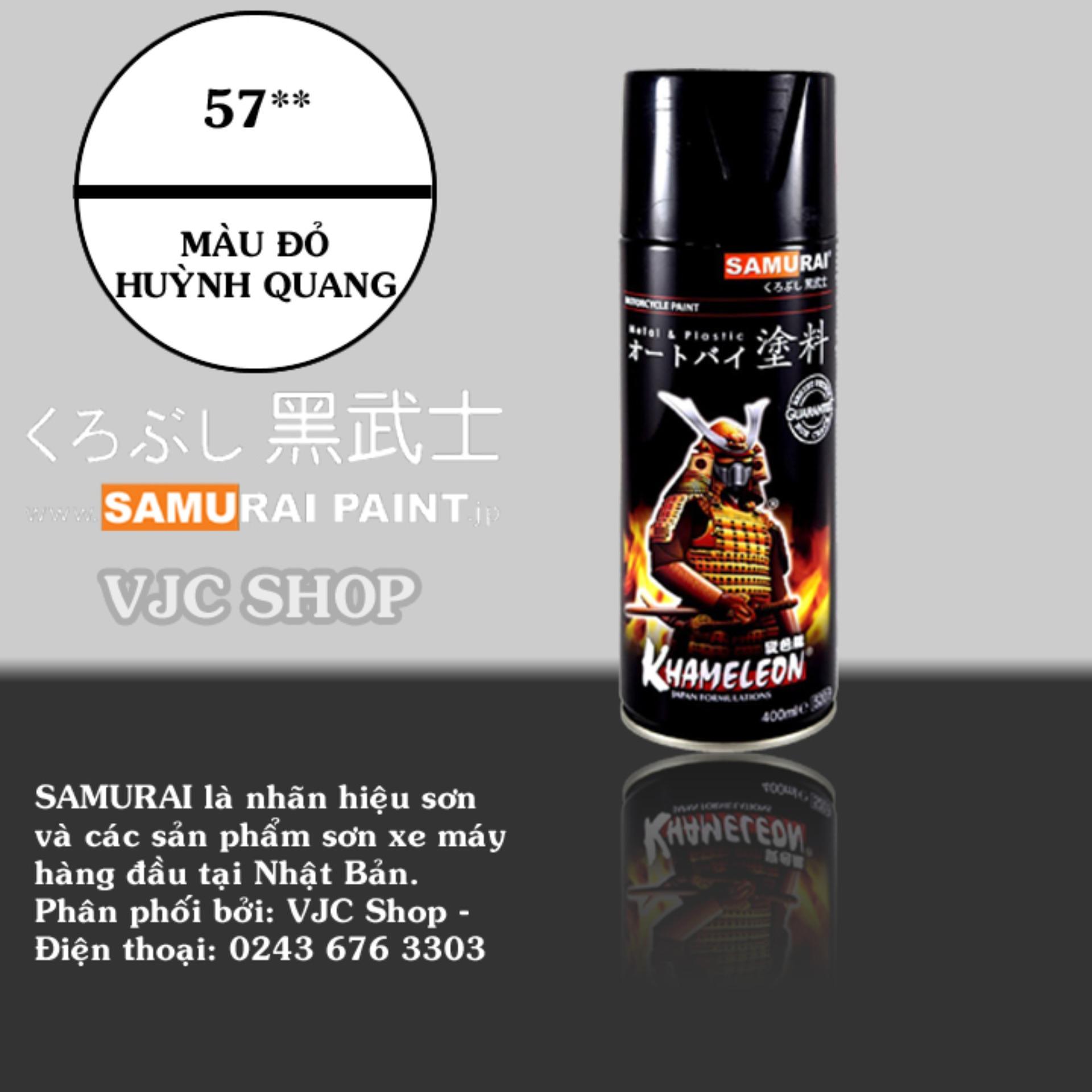 Chai sơn xịt sơn xe máy Samurai MÀU ĐỎ HUỲNH QUANG 57