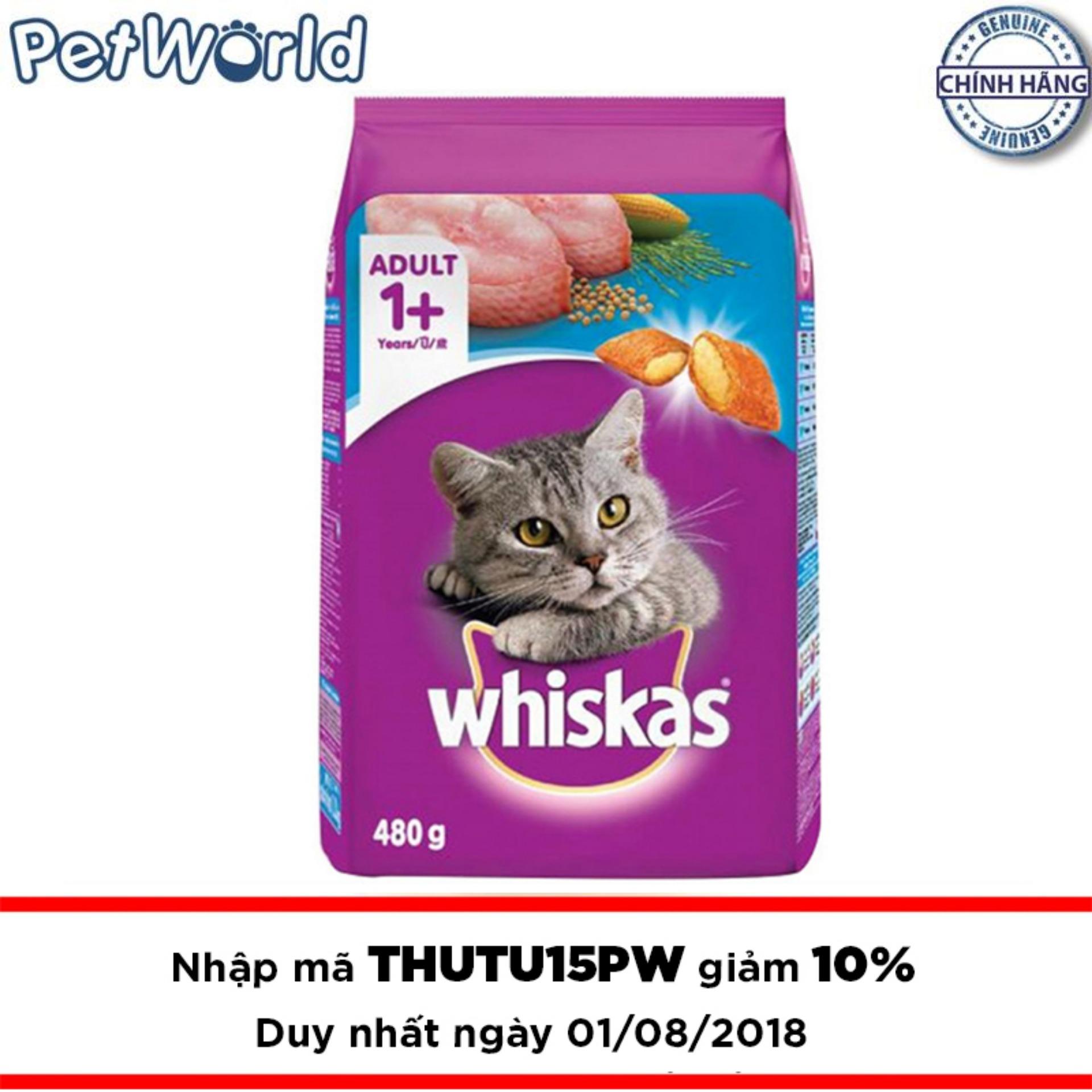 Thức ăn cho mèo Whiskas vị cá biển túi 480g