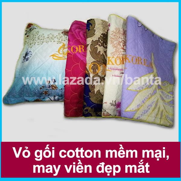 1 vỏ gối nằm 50 x 70cm cotton đẹp mắt, may viền (giao màu ngẫu nhiên)