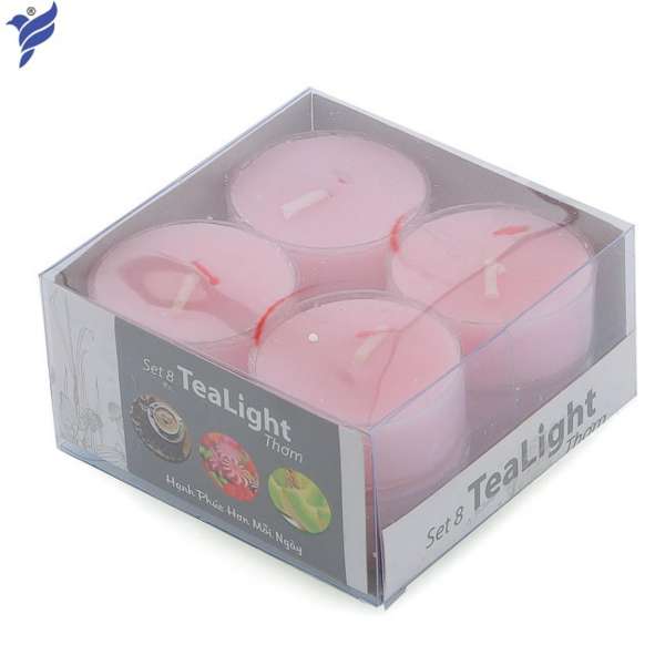 Bộ 6 hộp nến tealight thơm đế nhựa (8 nến/hộp) NQM FtraMart (Hồng)