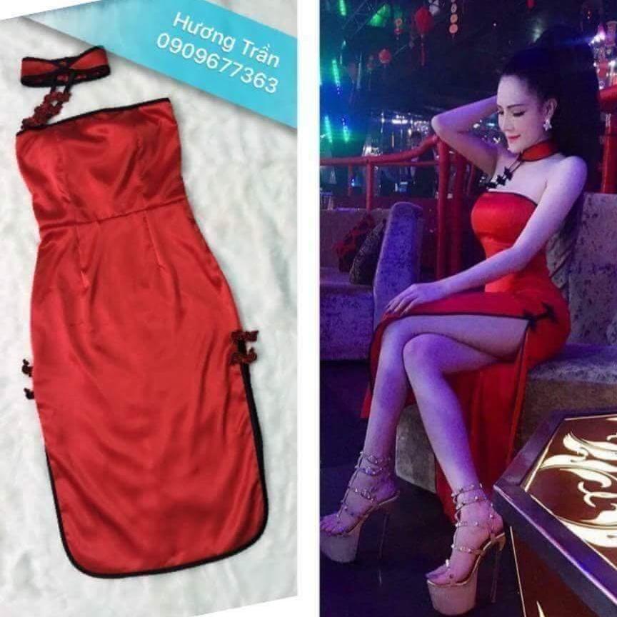 Đầm body sườn xám xẻ tà