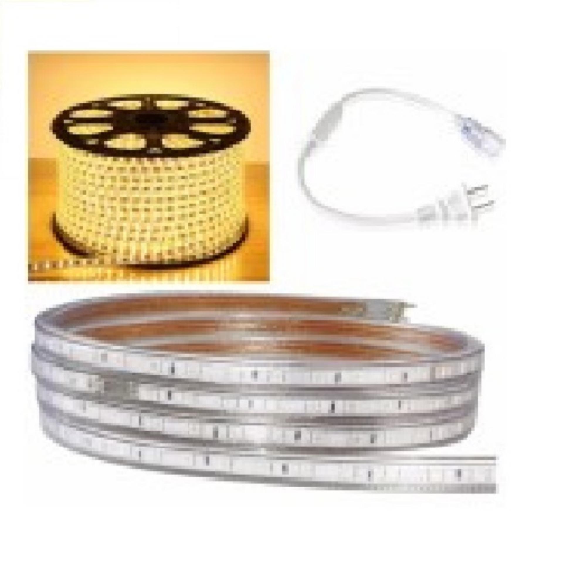 Bộ 20m đèn Led dây 5050/220V màu vàng và 1 đầu nối dây nguồn
