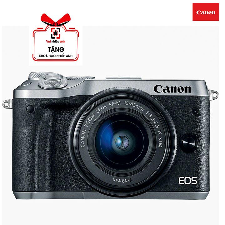 [Trả góp 0%]MÁY ẢNH CANON EOS M6 + LENS KIT 15-45MM - Bạc (Lê Bảo Minh)