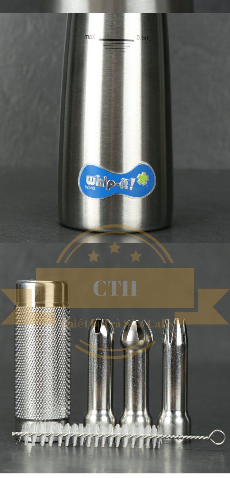 Bình xịt kem tươi Whip-it Inox 500ml (Bạc)