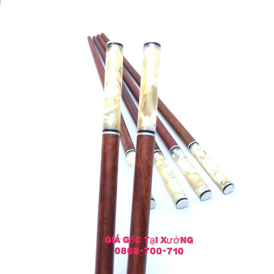 Đũa ăn gỗ TRẮC cao cấp đầu gắn trai biển