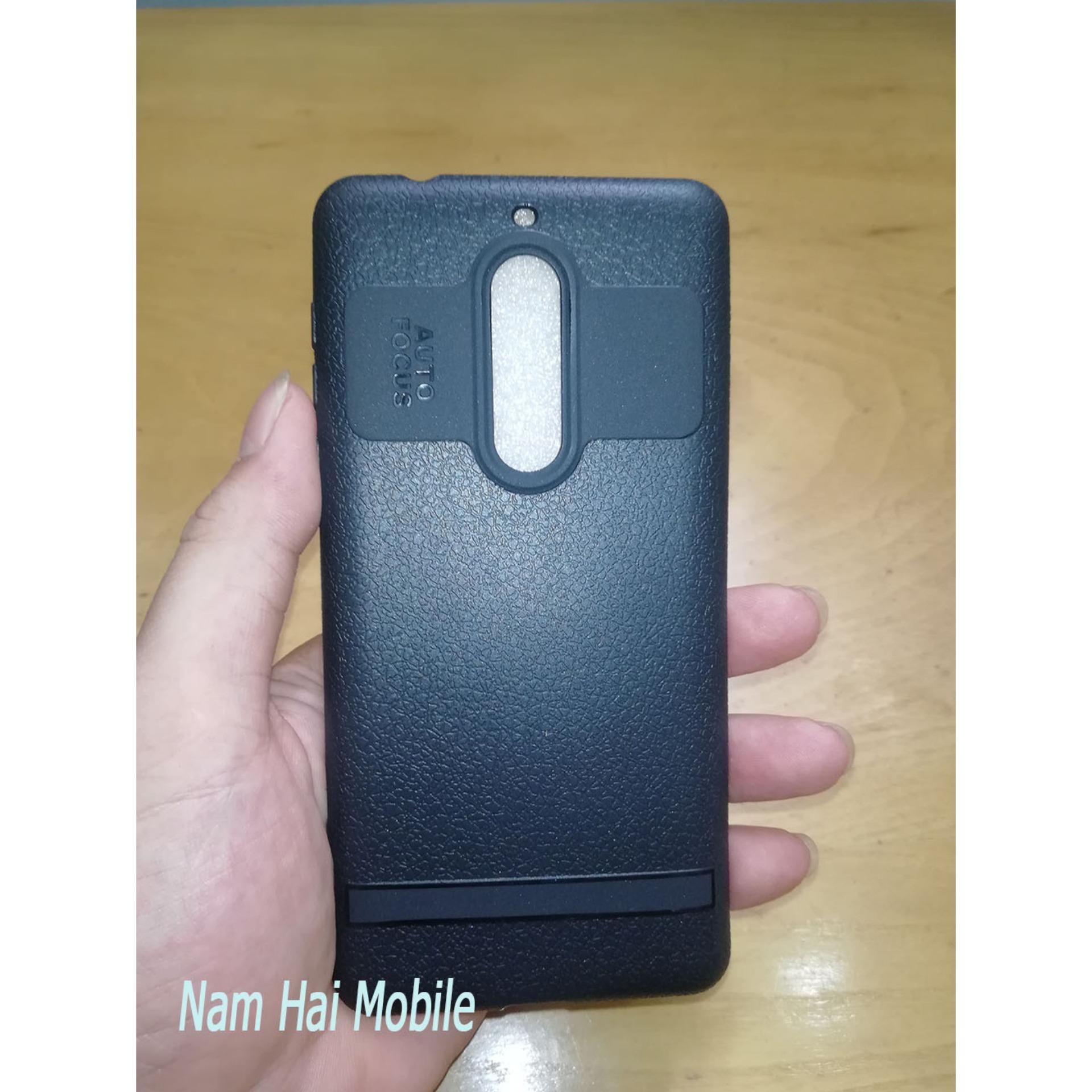 Nokia 5 ốp lưng silicon vân da,tặng kính cường lực