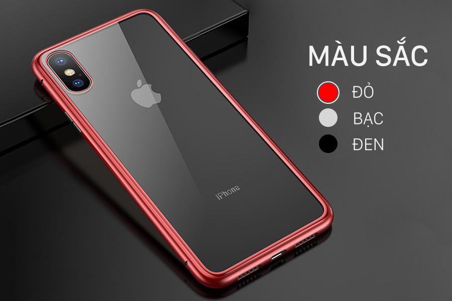 Ốp lưng kính viền kim loại iMagnet cho iphone 7-8 Plus