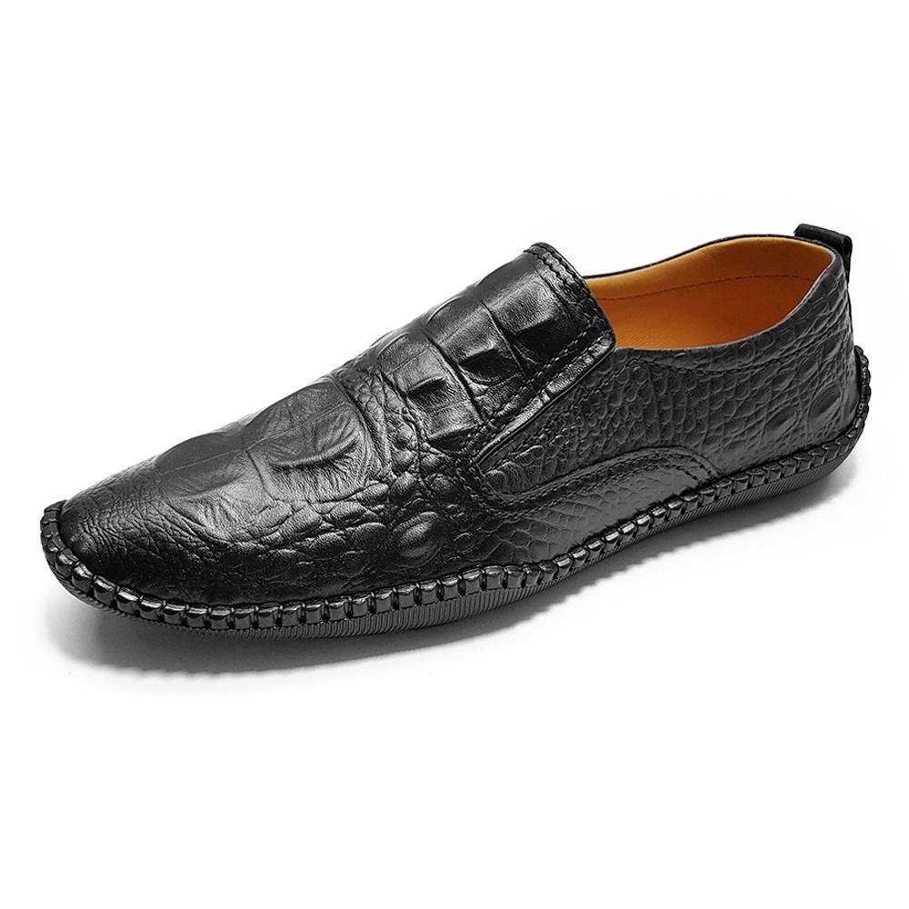 Giày Lười Nam Da Bò Thật Vân Cá Sấu Siêu Mềm Ensado GL06MC (Đen - Nâu)