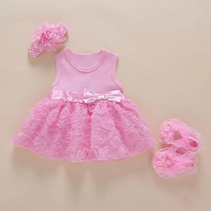 Baby frock with headband and shoes Clearance