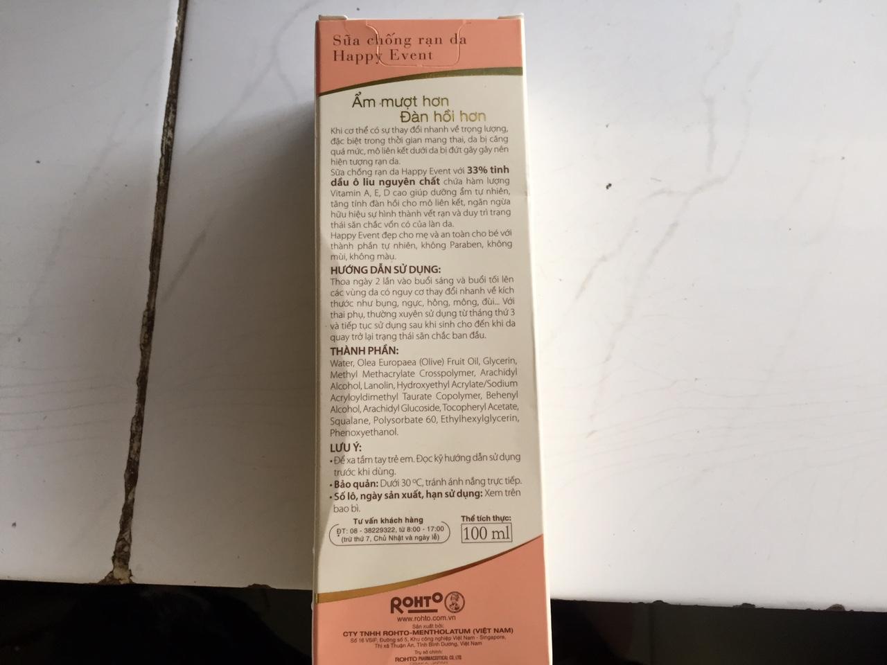 Sữa chống rạn da Happy Event (Antenatal Massage Lotion)