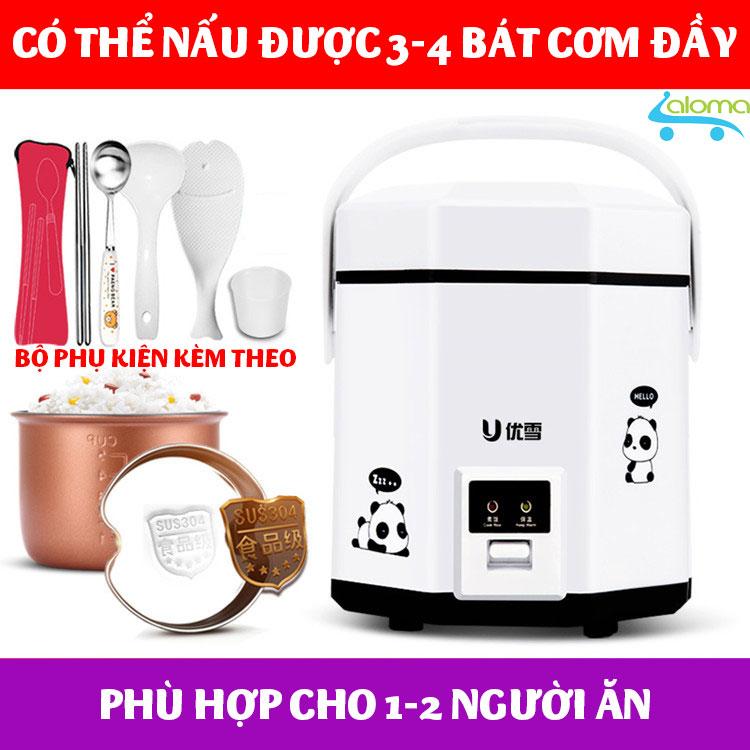 Nồi cơm điện mini 1.2L nấu cơm hâm nóng nấu cháo hầm xương tặng bộ thìa đũa