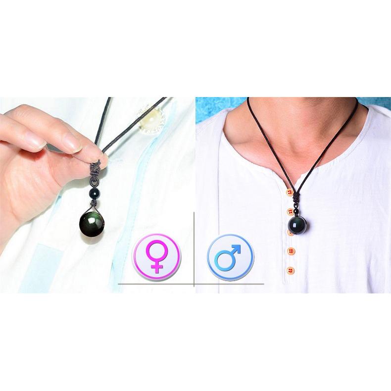 Vòng Cổ May Mắn Hạt Đá Phong Thủy Đá Núi Lửa Obsidian