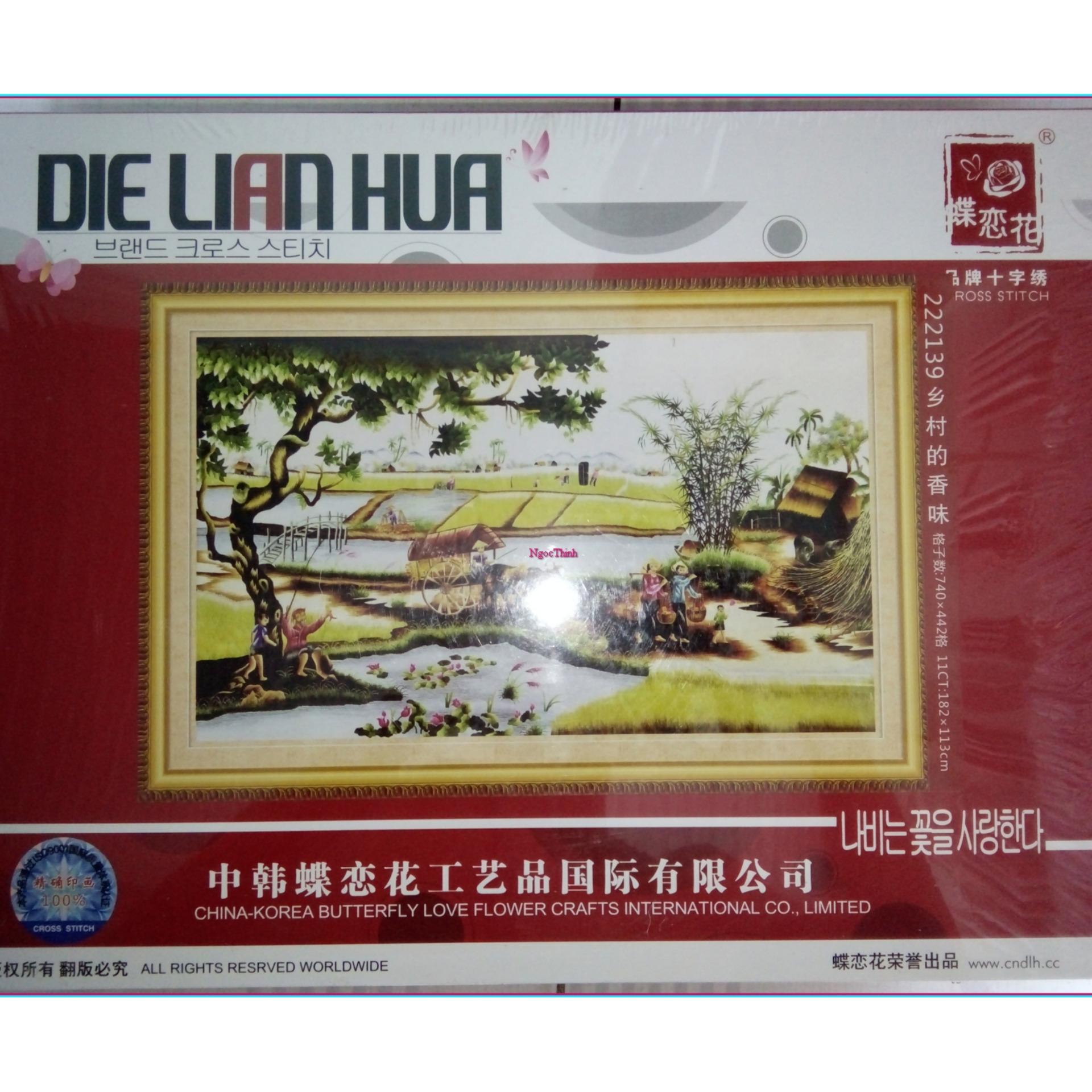 Tranh thêu chữ thập đồng quê yên bình DLH-222139-Siêu thị tranh thêu