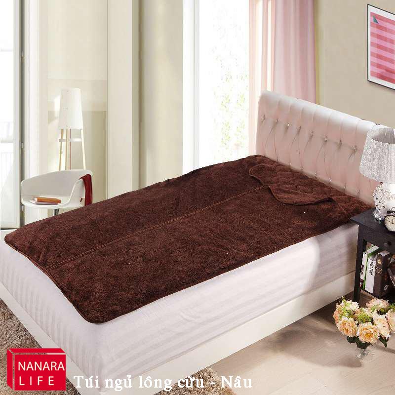 Túi ngủ chăn lông cừu Nanara Life - Nhật Bản 100x205cm (Cà phê)