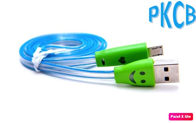 Cáp sạc Micro USB đèn LED dạ quang đa năng hình mặt cười  - PKCB