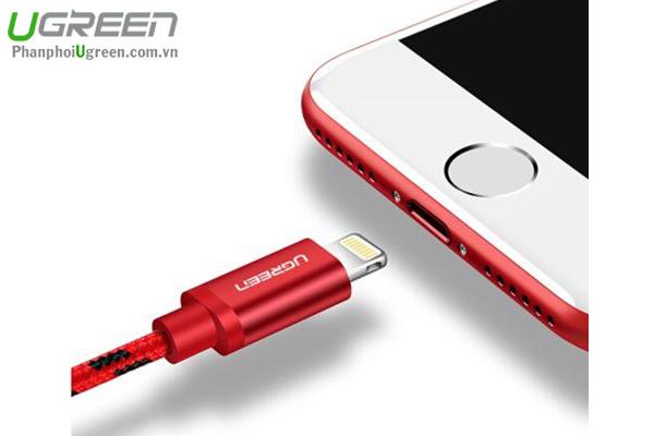 Cáp sạc USB vỏ bọc lưới chuẩn MFI Apple Lightning 0.5m Ugreen 40478 (Đỏ)