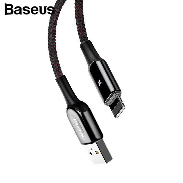 Cáp sạc bọc dù Baseus X Lightning cho  iPhone 6 6S 6Plus 6SPlus ( led đổi màu khi sạc đầy, 2.4A)