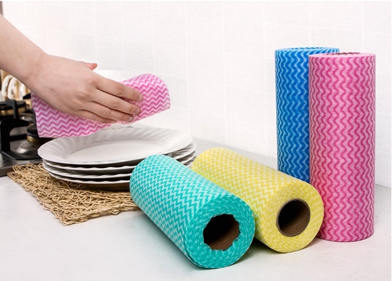2 cuộn khăn lau đa năng vải không dệt (50 cái/ 1 cuộn)