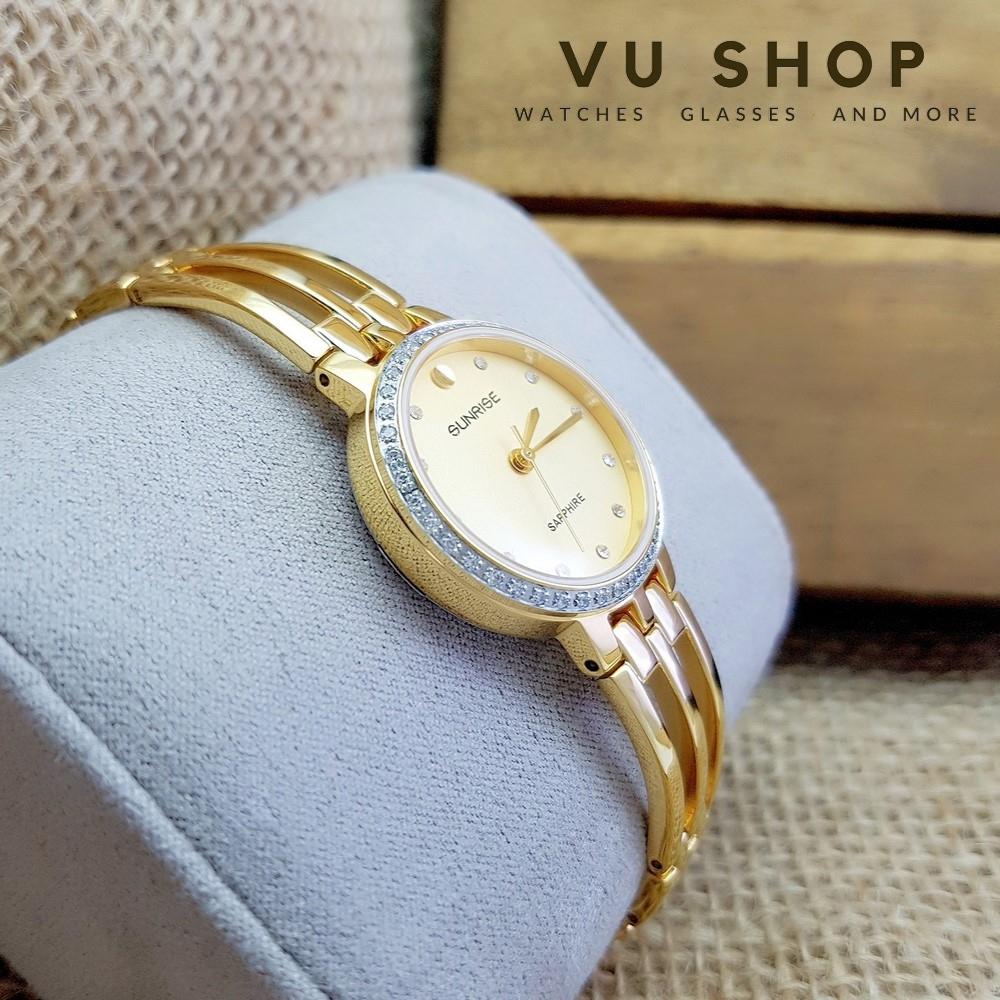 ĐỒNG HỒ SUNRISE LẮC TAY 3 - KÍNH SAPPHIRE (VÀNG MẶT VÀNG)