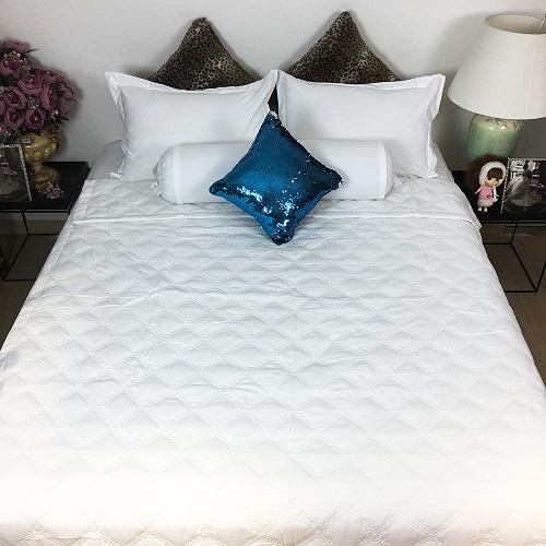 HCMDRAP KHÁCH SẠN Bộ Chăn Drap giường Cotton cao cấp Ánh Sao màu trắng