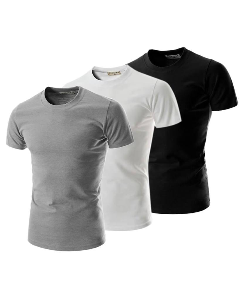 Bộ 3 áo thun nam body cổ tròn cao cấp mềm mịn ( đen, trắng, xám )