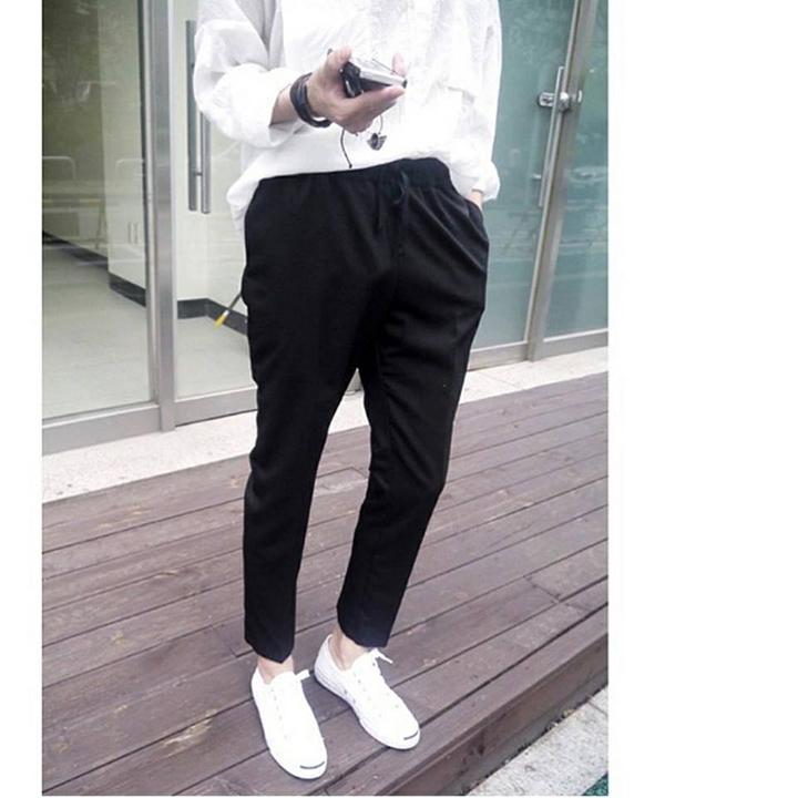 QUẦN BASIC PANTS UNISEX - QUẦN THUN NỮ (Màu đen)