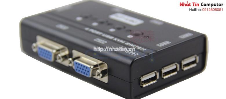 Bộ chuyển tín hiệu 4 CPU dùng 1 Màn hình KVM Switch USB MT-460KL bao gồm cáp KVM Chính Hãng