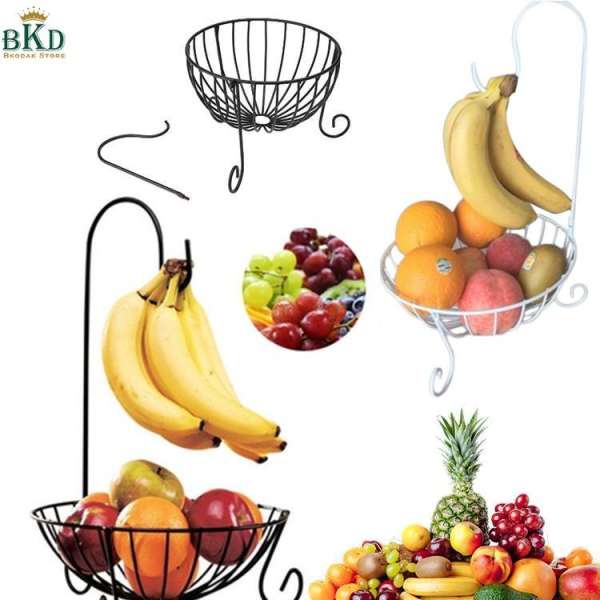 Metal Fruit Basket With Hanger Storage Basket White Household Tableware Decor