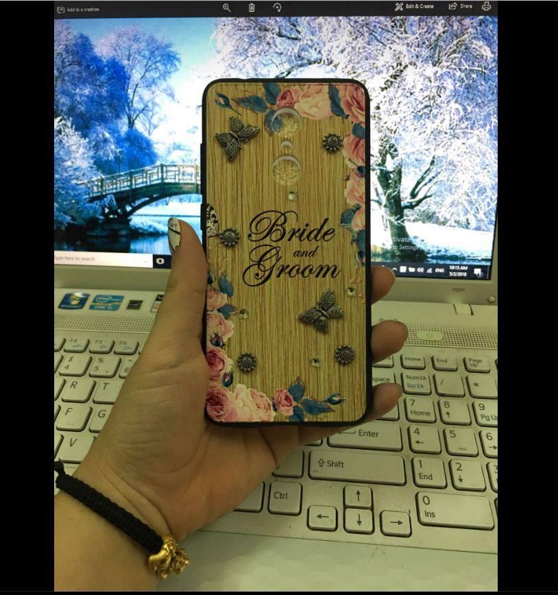 Ốp lưng thời trang in hình đính đá cho Xiaomi Redmi 5 Tặng kính cường lực