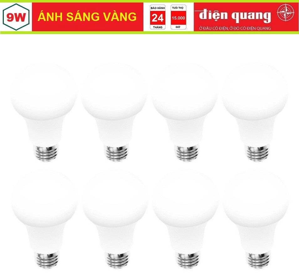 ( BỘ 8 ) BÓNG LED BULB 9W ĐIỆN QUANG LEDBU11A60 09727 V02 E27 ( ÁNG SÁNG VÀNG )