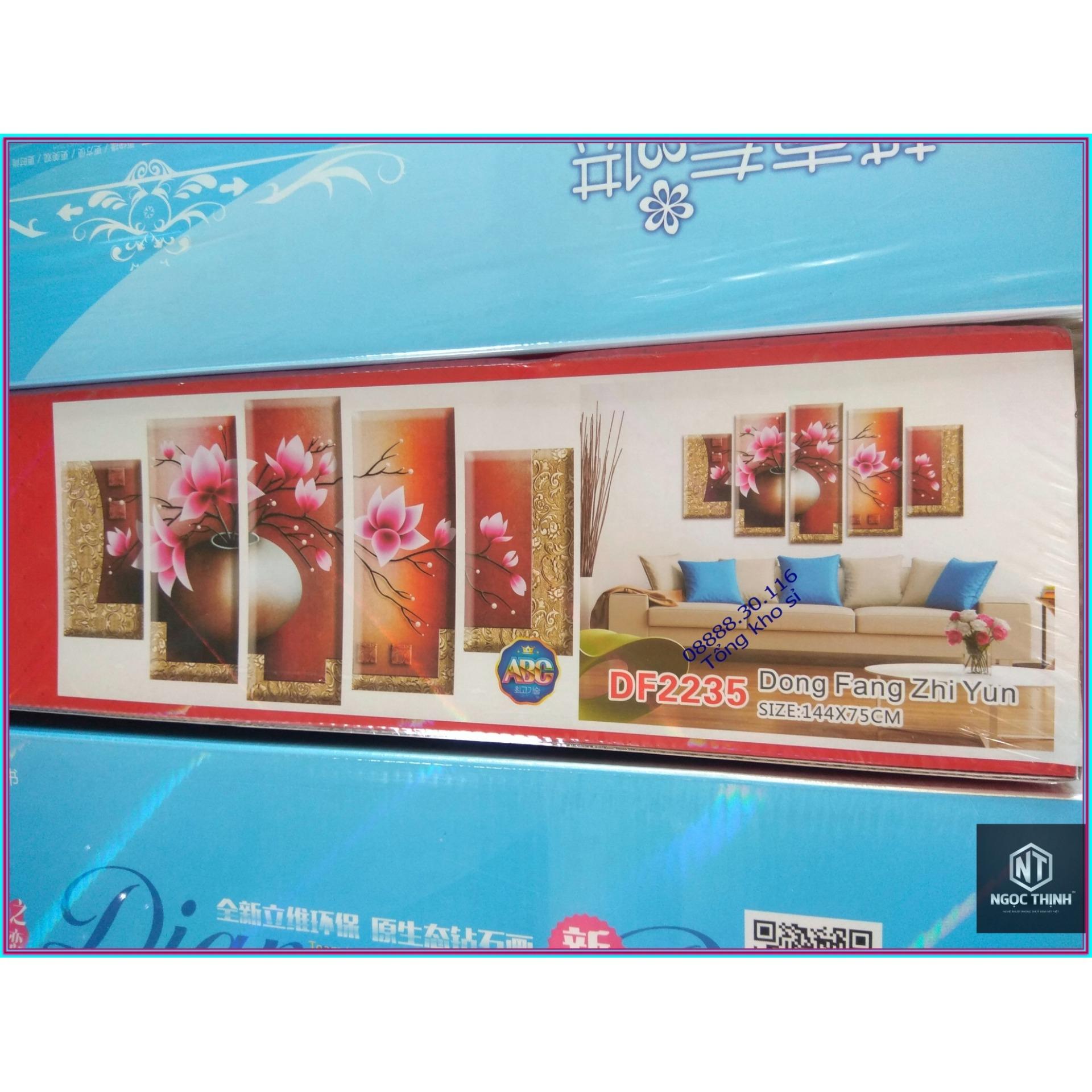 Tranh đính đá Bình hoa 5 bức DF2235-Ngọc Thịnh