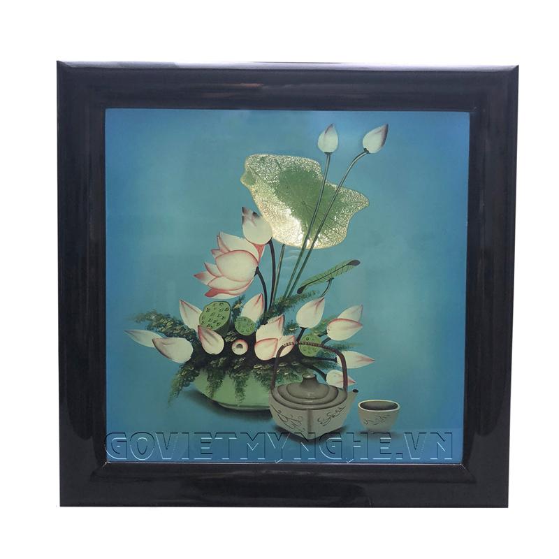 Tranh Sơn Mài Tĩnh Vật - Hoa Sen - 40x40cm