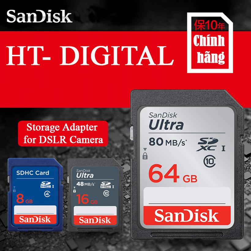 Thẻ nhớ máy ảnh SDXC Sandisk Ultra 64GB 80MB/s cho Canon Nikon Fujifilm Sony Samsung