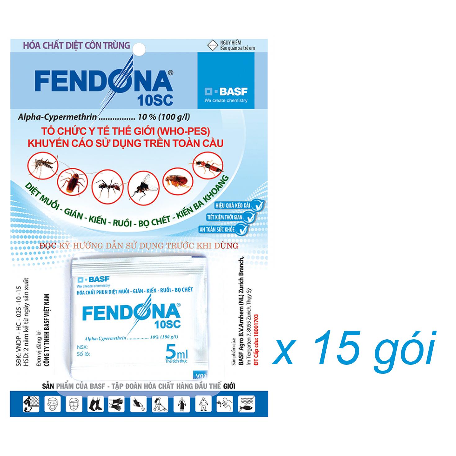 Thuốc diệt muỗi, gián, kiến, ruồi, bọ chét, kiến ba khoang - FENDONA 10SC BASF ĐỨC (15 gói/5ml)