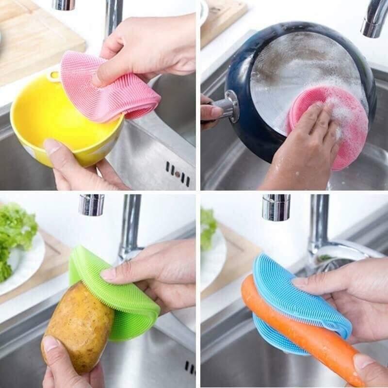 Combo 2 Miếng silicon bắc nồi và rửa chén bát đa năng