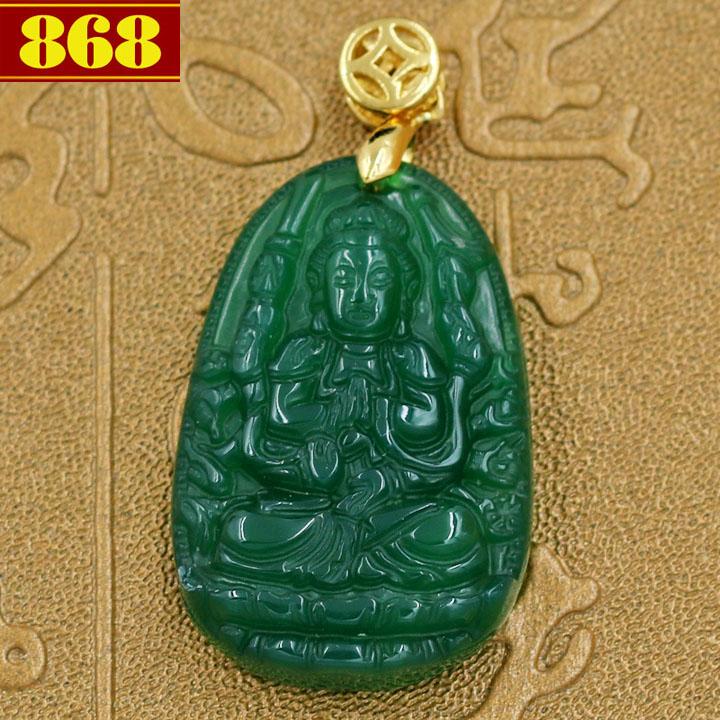 Mặt Phật Thiên Thủ Thiên Nhãn thạch anh xanh 3.6 cm