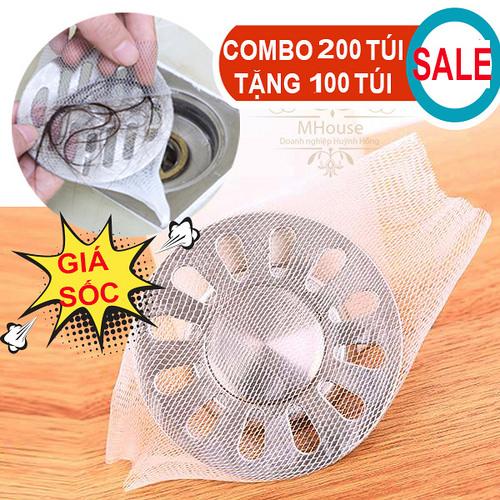 Combo 200 Túi Tặng 100 Túi Lưới lọc rác trên nắp thoát nước