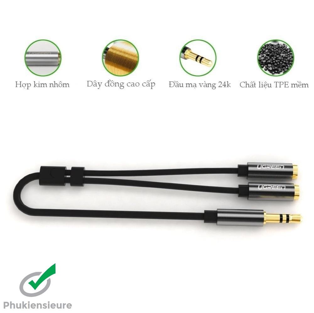 Cáp Audio 3.5mm 1 ra 2 UGREEN 10532 (20cm)