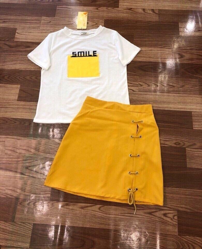 Set áo và chân váy đan dây (có quần trong váy)