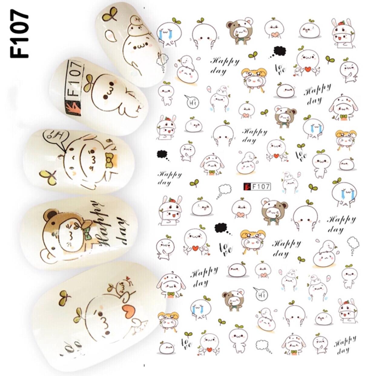 BỘ 2 TẤM STICKER DÁN MÓNG TAY CARTOON