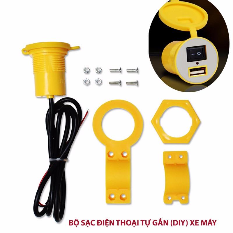 Đầu sạc điện thoại tự lắp (DIY) gắn trên xe máy đầu vào 12V ra 5V1.5A