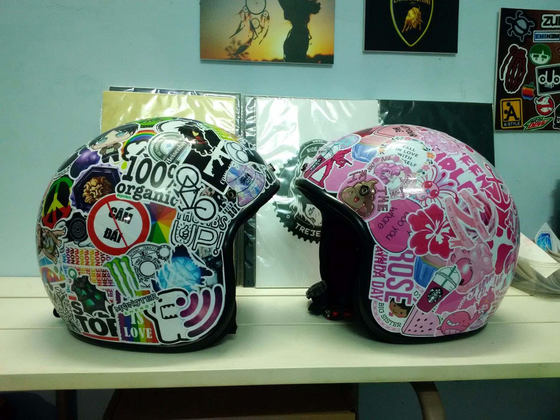 Combo 100 sticker dán mũ bảo hiểm, dán xe, dán laptop ...