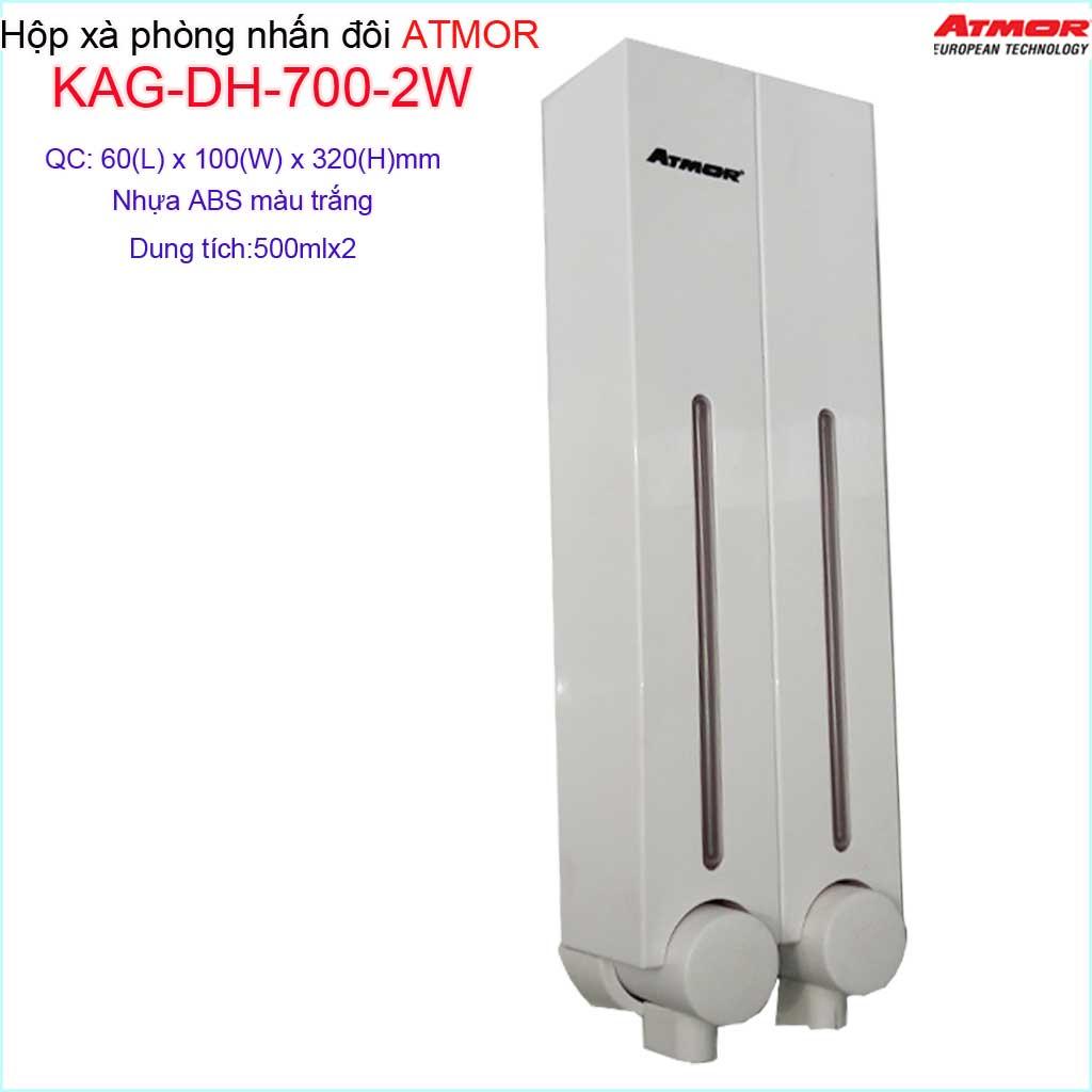 [HCM]Hộp nhấn xà phòng Atmor KAG-DH7002W-white trắng, bình xịt xà bông 500ml x2 thiết kế sang trọng nhấn êm siêu bền