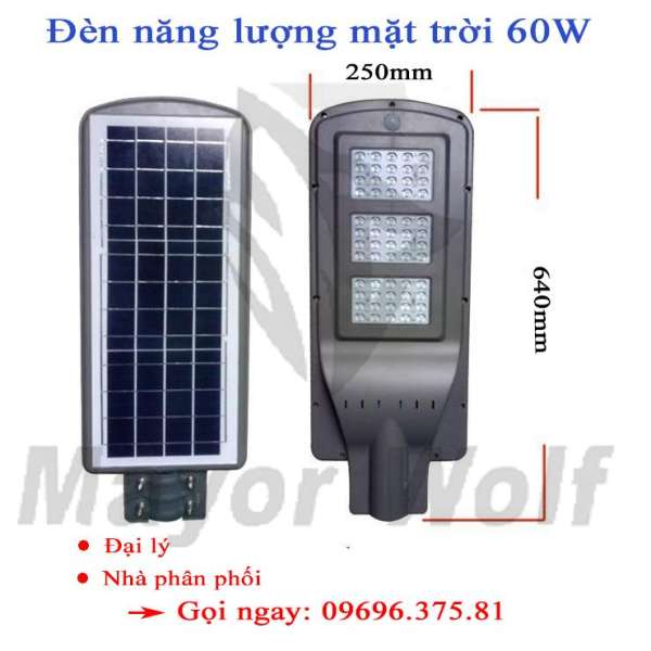 Đèn đường LED năng lượng mặt trời 60W