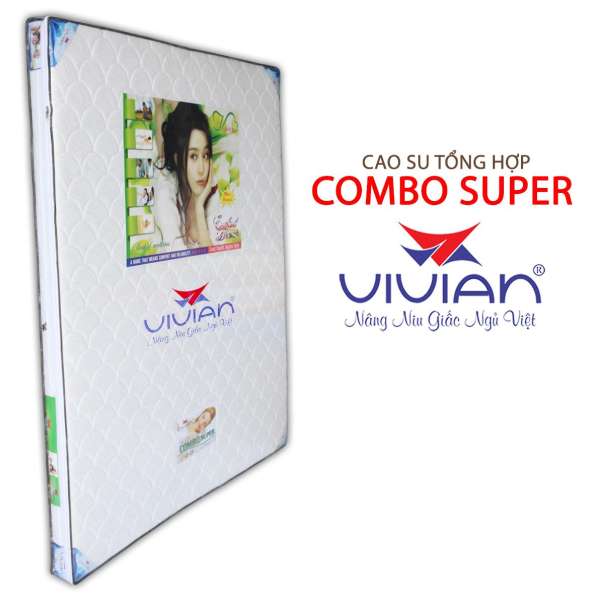 Nệm Cao Su Tổng Hợp Combo Super VIVIAN (1.2 x 2.0 m) Nền Trắng Họa Tiết Chần Ngẫu Nhiên