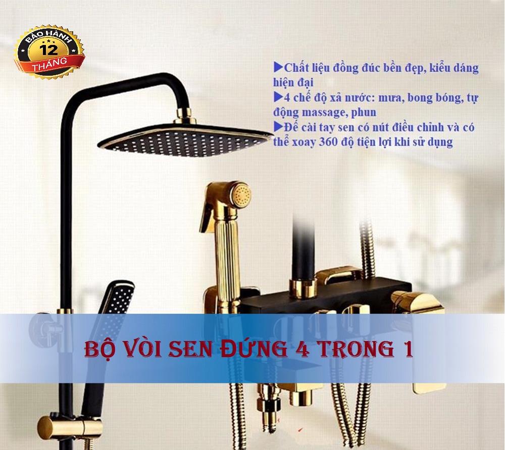 Thiết Bị Vệ SinhVòi Hoa Sen Bộ Cây Sen Đứng 4 Trong 1 , Thiết Kế Kiểu Dáng Hiện Đại Tinh Tế, Chất Liệu Đồng Đúc Cao Cấp.